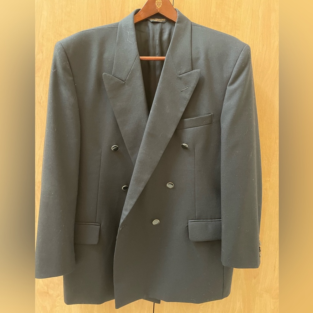 Vintage Adolfo couture men’s black double breasted blazer